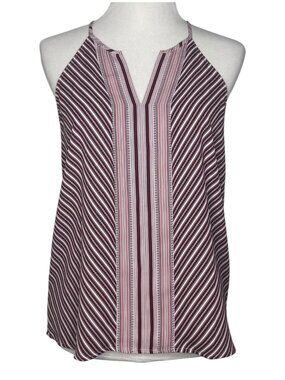 LOFT Womens Halter Top Size XS Racerback Spaghetti Strap V-Neck Burgundy Pink